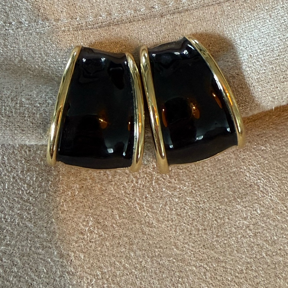 St. John vintage Gold & Black Earrings